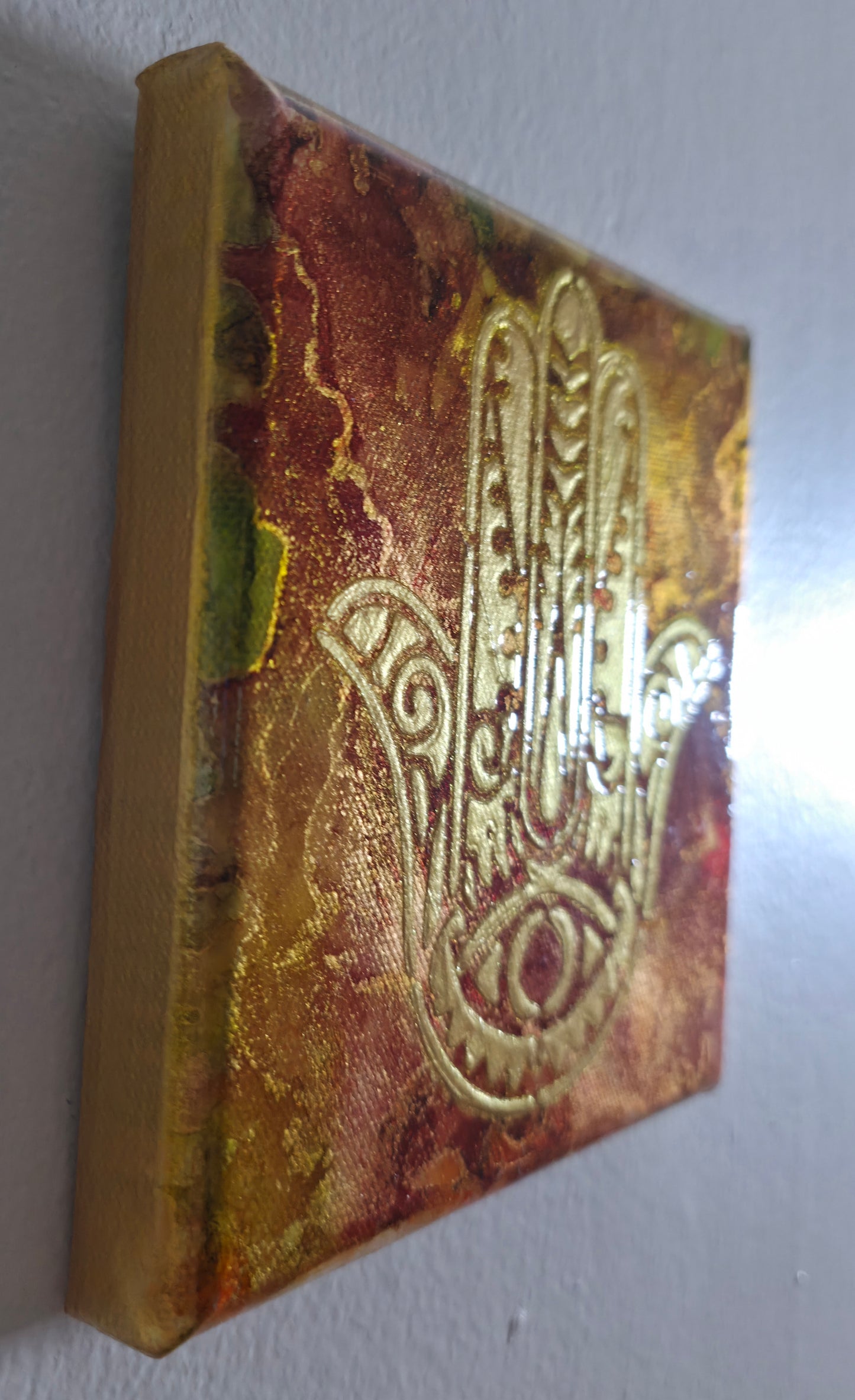 Golden Protection - Hamsa Hand - 6x6 Canvas