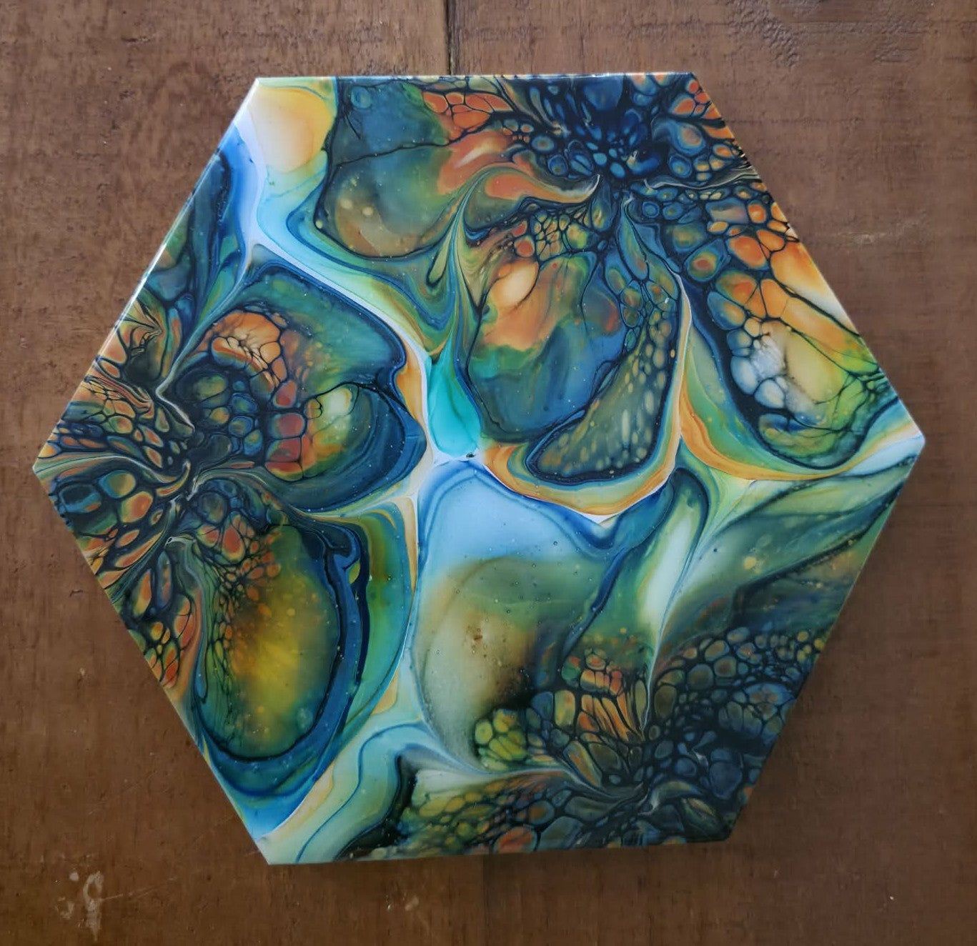 Rainforest Bloom - 9" Ceramic Hexagon Trivet